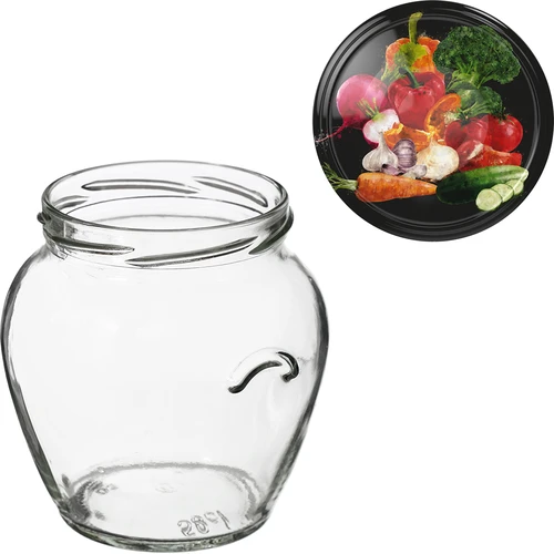 Stiklainis TO Amfora 580 ml su spalvotu užsukamu dangteliu fi82/6 - 6 vnt. - 12