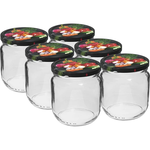 Stiklainis TO Gurken 425 ml su spalvotu užsukamu dangteliu, fi 82/6 - 6 vnt.
