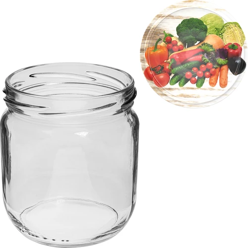 Stiklainis TO Gurken 425 ml su spalvotu užsukamu dangteliu, fi 82/6 - 6 vnt. - 6