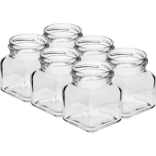 Stiklainis twist-off 120 ml - Cztery kąty fi 53 su juodu dangteliu, 6 vnt. - 3