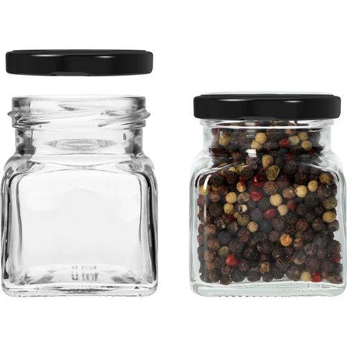 Stiklainis twist-off 120 ml - Cztery kąty fi 53 su juodu dangteliu, 6 vnt. - 4