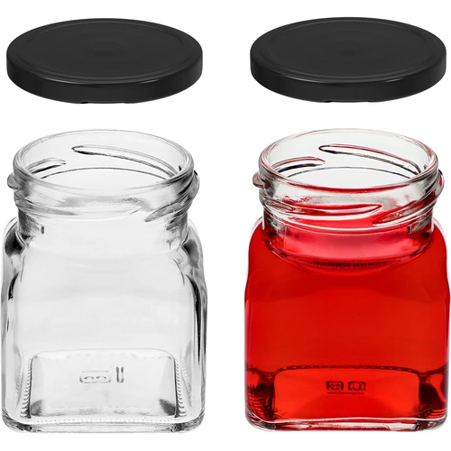 Stiklainis twist-off 120 ml - Cztery kąty fi 53 su juodu dangteliu, 6 vnt. - 5