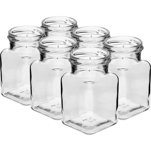 Stiklainis Twist-off 150 ml Cztery kąty fi 53 su juodu dangteliu, 6 vnt. - 3