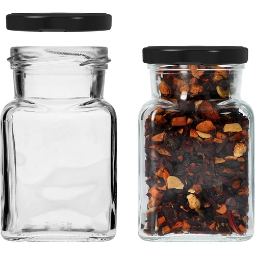 Stiklainis Twist-off 150 ml Cztery kąty fi 53 su juodu dangteliu, 6 vnt. - 4