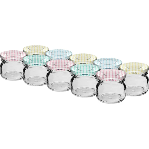 Stiklainis Twist-off 30 ml su spalvotu dangteliu fi 43 - 10 vnt.