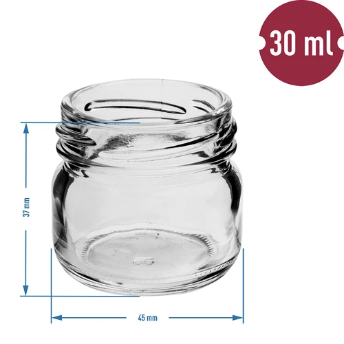 Stiklainis Twist-off 30 ml su spalvotu dangteliu fi 43 - 10 vnt. - 4
