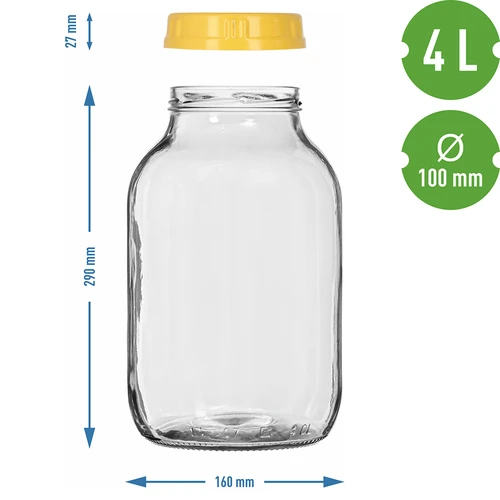 Stiklainis twist-off 4 L ir plastikinis fi 100 dangtelis su rankena - 7