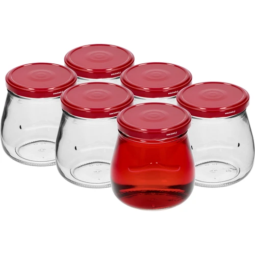 Stiklainis twist-off 500 ml "Apversta amfora" su bordo spalvos dangteliu fi 82/6, 6 vnt. - 2