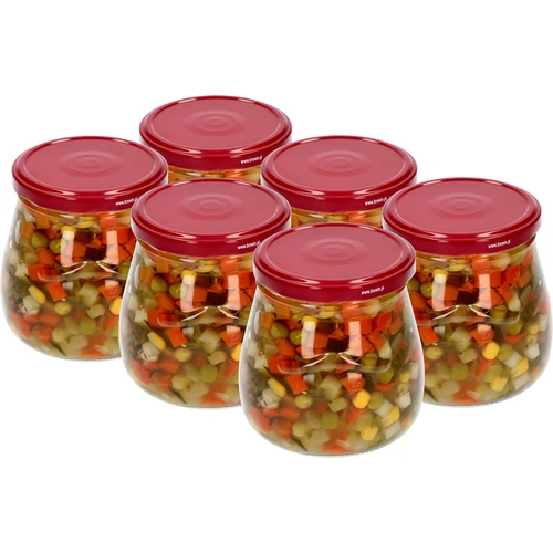 Stiklainis twist-off 500 ml "Apversta amfora" su bordo spalvos dangteliu fi 82/6, 6 vnt. - 3