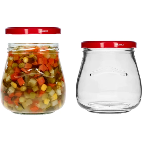 Stiklainis twist-off 500 ml "Apversta amfora" su bordo spalvos dangteliu fi 82/6, 6 vnt. - 6