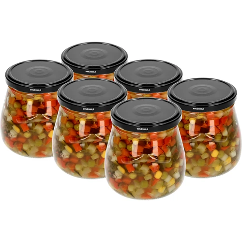 Stiklainis twist-off 500 ml „Apversta Amfora“ su juodu dangteliu fi 82/6, 6 vnt. - 4