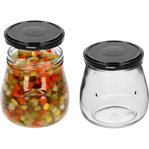 Stiklainis twist-off 500 ml „Apversta Amfora“ su juodu dangteliu fi 82/6, 6 vnt. - 5
