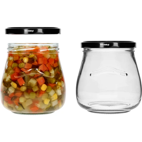 Stiklainis twist-off 500 ml „Apversta Amfora“ su juodu dangteliu fi 82/6, 6 vnt. - 6