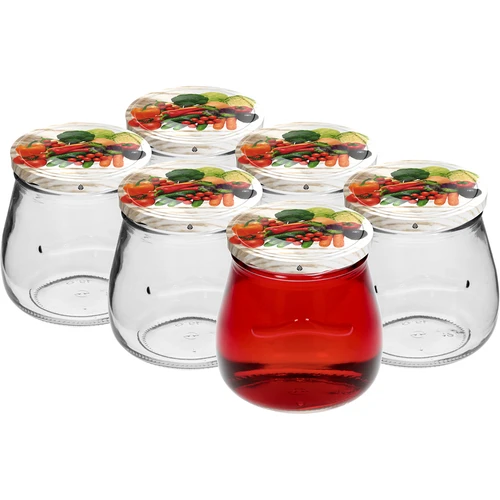 Stiklainis twist-off 500 ml "Apversta amfora" su spalvotu dangteliu fi 82/6, 6 vnt. - 3
