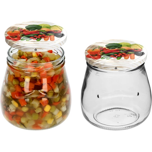 Stiklainis twist-off 500 ml "Apversta amfora" su spalvotu dangteliu fi 82/6, 6 vnt. - 6