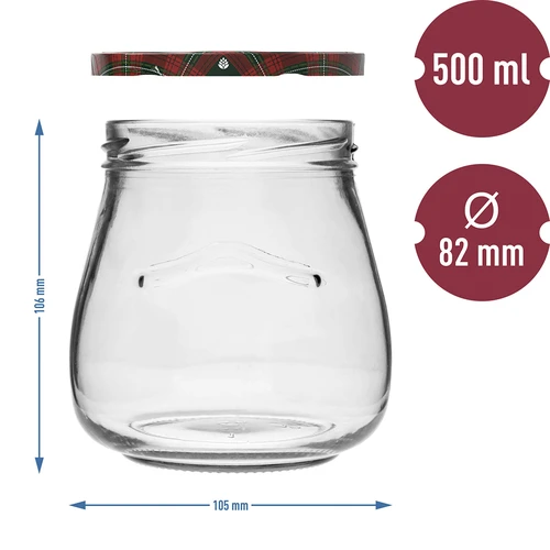 Stiklainis twist-off 500 ml "Apversta amfora" su spalvotu dangteliu fi 82/6, 6 vnt. - 10
