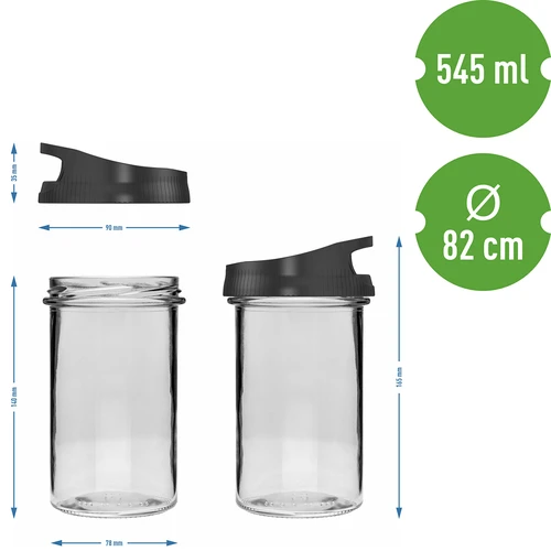 Stiklinis 545 ml indas su pakabinimui skirtu užsukamu dangteliu - 5