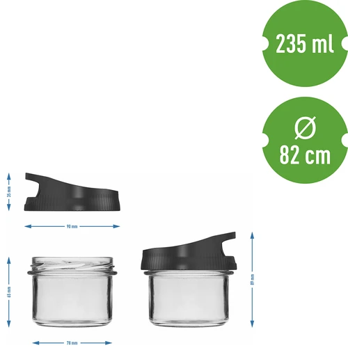 Stiklinis indas 235 ml su kabinimui skirtu užsukamu dangteliu - 5