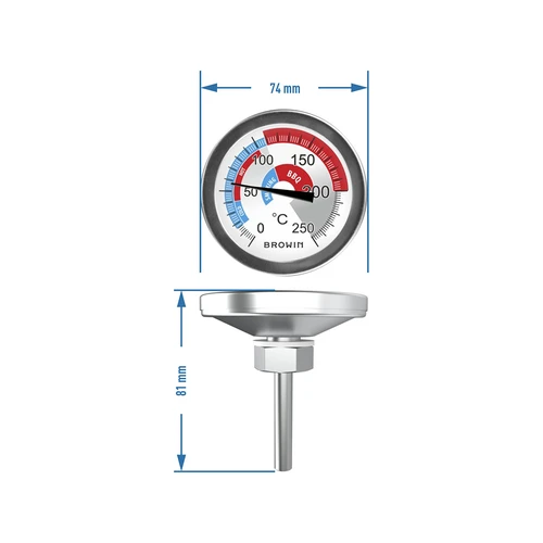 Termometras rūkyklai ir BBQ (0°C iki +250°C) 5,7 cm - 6