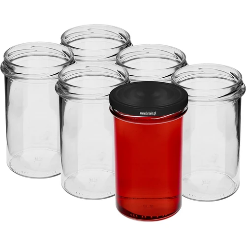 Tiesus stiklainis 545ml (fi 82) - su juodu dangteliu, 6 vnt. - 3
