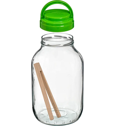 TO 4 l stiklainis su plastikiniu dangteliu + žnyplės fi 100 - 3
