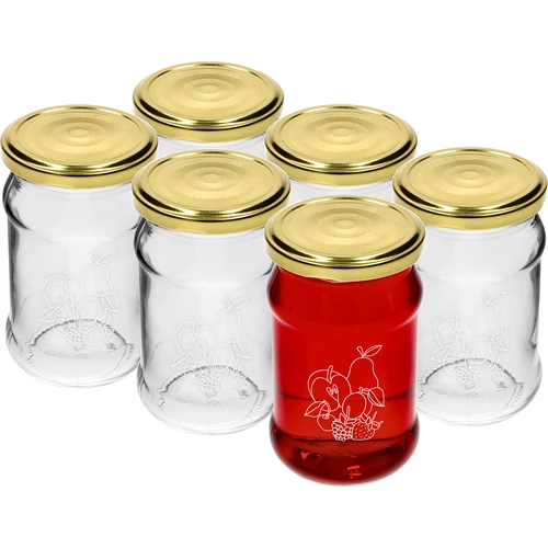TO stiklainis 300 ml su atspausta vaisių mišinio grafika ir užsukamu dangteliu fi66/4 - 6 vnt.