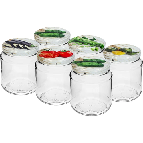 TO stiklainis, grubasek 580 ml su spalvotu dangteliu fi82/6, 6 vnt. - 2