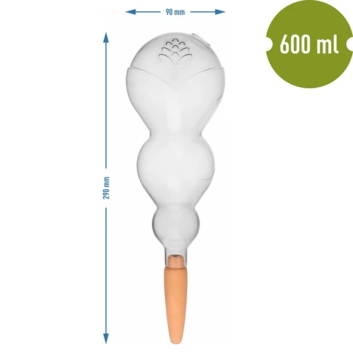 Trigubas (trijų kamerų) laistymo burbulas, skaidrus, bespalvis, su keraminiu smaigaliu, 600 ml - 5