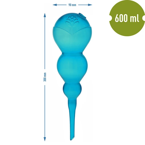 Trigubas (trijų kamerų) laistymo kamuolys, permatomas mėlynas, 600 ml - 5