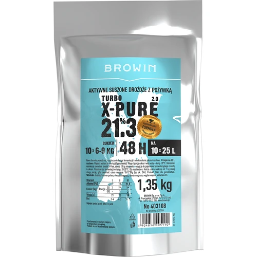 Turbo mielės X-Pure 21,3%, 10 x 25 L, 1,35 kg