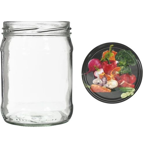 Twist-off 500 ml stiklainis su spalvotu dangteliu fi82/6 - 6 vnt. - 6