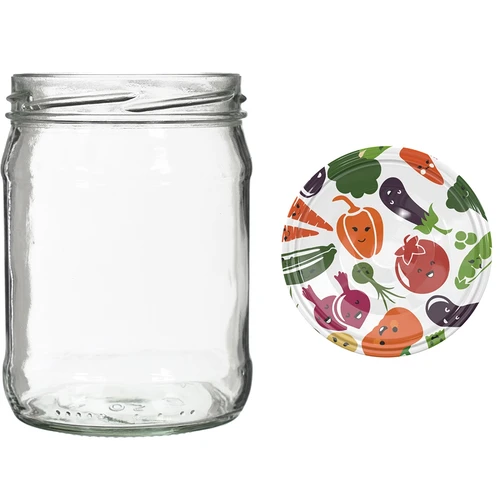 Twist-off 500 ml stiklainis su spalvotu dangteliu fi82/6 - 6 vnt. - 5