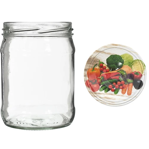 Twist-off 500 ml stiklainis su spalvotu dangteliu fi82/6 - 6 vnt. - 9