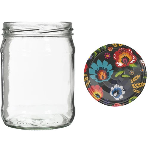 Twist-off 500 ml stiklainis su spalvotu dangteliu fi82/6 - 6 vnt. - 7