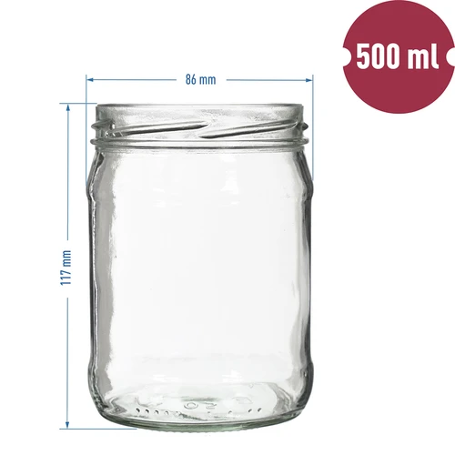 Twist-off 500 ml stiklainis su spalvotu dangteliu fi82/6 - 6 vnt. - 2
