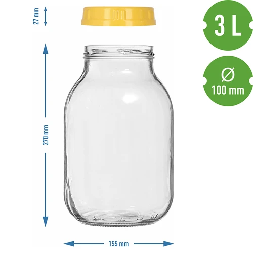 Twist-off stiklainis 3 l ir plastikinis dangtelis fi 100, su rankena - 7