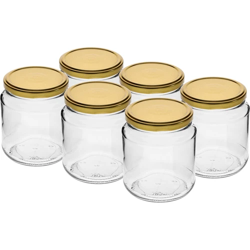 Twist-off stiklainis, grubasek 580 ml su auksiniu dangteliu fi82/6, 6 vnt.
