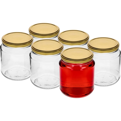 Twist-off stiklainis, grubasek 580 ml su auksiniu dangteliu fi82/6, 6 vnt. - 2