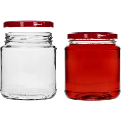 Twist-off stiklainis, „grubasek“ 580 ml su bordo spalvos dangteliu fi82/6, 6 vnt. - 3