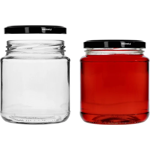 Twist-off stiklainis, „grubasek“ 580 ml su užsukamu juodu dangteliu fi 82/6, 6 vnt. - 3