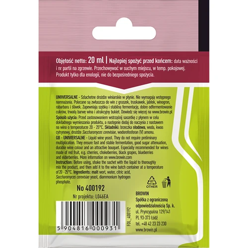 Universalinės vyno mielės be dauginimo, 20 ml - 2
