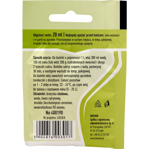 Universalios vyno mielės, 20 ml - 2