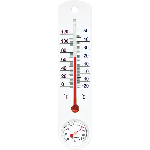 Universalus baltas termometras su higrometru (-20°C iki +50°C) 25 cm