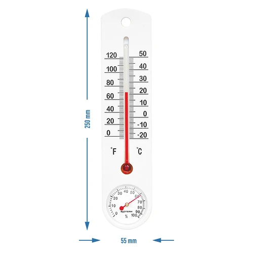 Universalus baltas termometras su higrometru (-20°C iki +50°C) 25 cm - 2