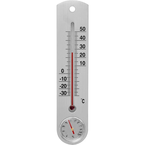 Universalus sidabrinis termometras su higrometru (-30 °C iki +50 °C) 25 cm