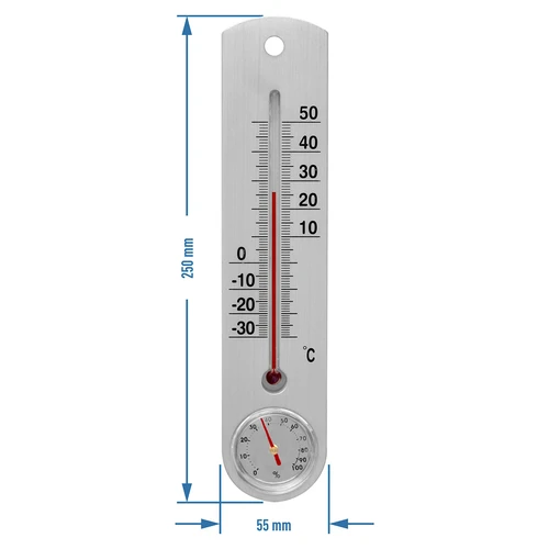 Universalus sidabrinis termometras su higrometru (-30 °C iki +50 °C) 25 cm - 2