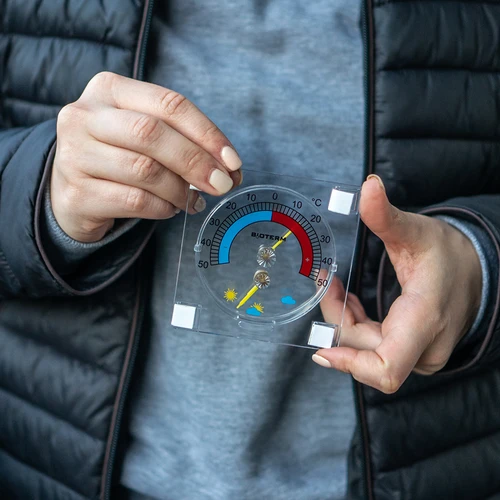 Universalus termometras su higrometru, skaidrus, priklijuojamas (nuo -50 °C iki +50 °C) - 5