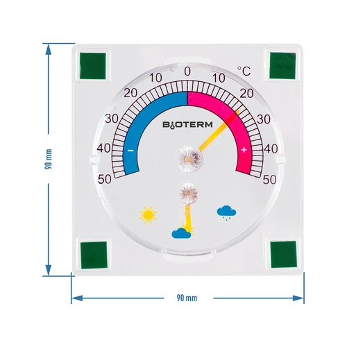 Universalus termometras su higrometru, skaidrus, priklijuojamas (nuo -50 °C iki +50 °C) - 2