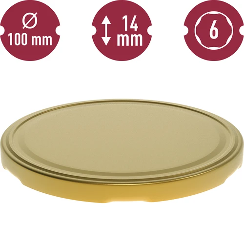 Užsukami dangteliai fi 100, auksiniai - 10 vnt. - 3