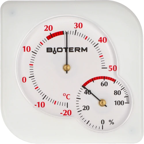 Vidaus bimetalinis termometras su higrometru (nuo -20 iki +50 °C), baltas